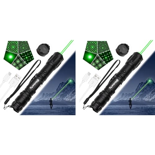 Climberty® Powerful LED Green Laser Pointer Waterproof Flashlight 10000m Long Range USB Rechargeable 8 Pattern Projection Suitable for Stargazing Teaching Hiking Construction Sites 2PCS Climberty® Powerful LED Green Laser Pointer Waterproof Flashlight 10000m Long Range USB Rechargeable 8 Pattern Projection Suitable for Stargazing Teaching Hiking Construction Sites 2PCS